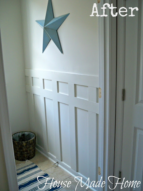 diy craftsman style wall molding using leftover 1 2 mdf, bathroom ideas, home decor, wall decor