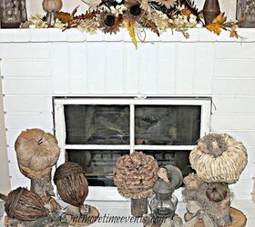 easy update logs and cut wood chargers to stage fall deco, seasonal holiday d cor, Using log chargers and log for pedestals to display Fall to your hearth