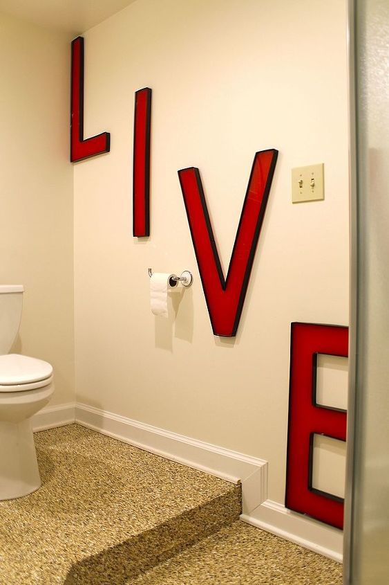 q i need decorating advice for this bathroom, bathroom ideas, home decor, I added these cute letters for the first pop of color