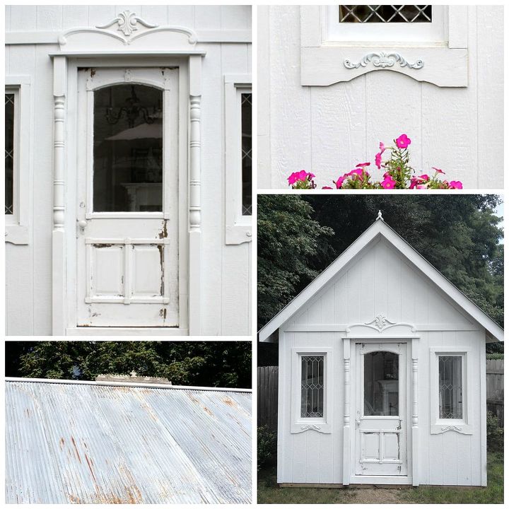 white garden cottage, diy, outdoor living, repurposing upcycling, woodworking projects, bits and pieces of the shed