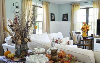 Autumn sofa table mantel decorating
