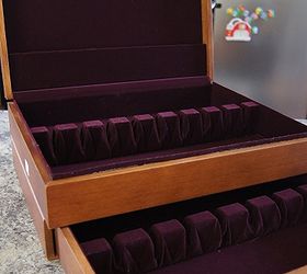 old flatware chest gets a new life, crafts, It used to house flatware Mmmm purple velvet