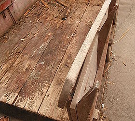 you nique sleigh bed transformation, painted furniture, So much Rot We chose Elmers wood rot stabilizer and a decent wood conditioner Of course replacing the base boards with 3 boards from a 200 yr old barn we helped tear down