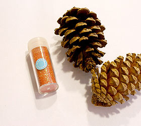 glitter pine cone place cards, crafts, seasonal holiday decor, thanksgiving decorations, What you need Martha Stewart glitter pinecones