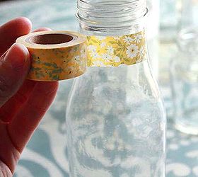 simple washi tape vases using recycled jars and bottles, crafts, Wrap Wrap Wrap your tape gently around the jar