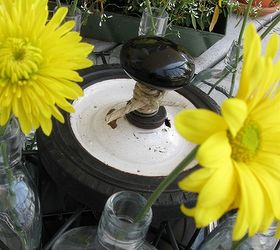 re purposing old spools, repurposing upcycling, And it works for flowers too