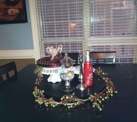 our home all decorated for christmas 2011, Beaded garland wrapped around the lazy susan