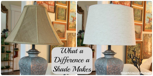 simplest update for any lamp, home decor, lighting, Look at the difference Same lamp different shades The drum updates the look on these 15 year old lamps