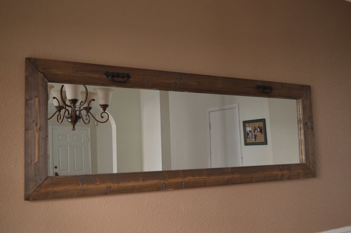 rustic mirror, home decor, repurposing upcycling, wall decor, woodworking projects, We got really lucky with this mirror because the wood we used to frame it was left over from another project we worked on
