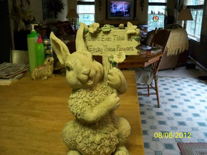 part 1 major makeover for garden critters, flowers, gardening, Poor Bunny she has no color at all Looks pretty blah