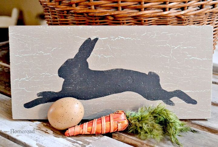 crackle paint bunny silhouette signs, crafts, painted furniture, seasonal holiday decor