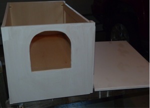 cat banyo, diy, repurposing upcycling, woodworking projects, Cut the doorway on one end using a zip saw and a rotary tool
