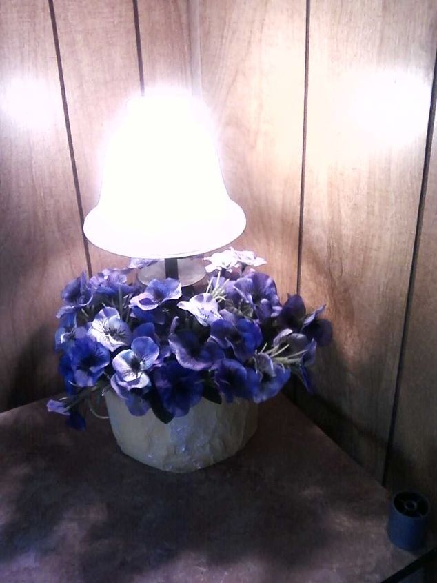 wasn t really found of the accent lamp so i decided to see what i could do to change, flowers, home decor, lighting, redesigned accent lamp with light on