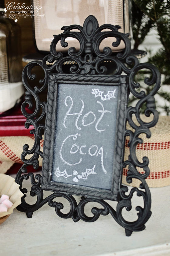front porch hot cocoa party, chalk paint, outdoor living, porches, Hot Cocoa Chalk Sign