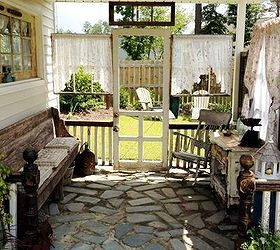 kim s secret cottage garden, gardening, outdoor living, repurposing upcycling, Kim s adorable porch