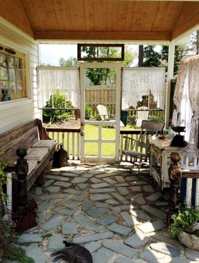 kim s secret cottage garden, gardening, outdoor living, repurposing upcycling, Kim s adorable porch