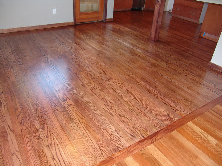 floor refinish 3 rooms, flooring, hardwood floors, Dinning room red oak full sanding and stain with oil based poly
