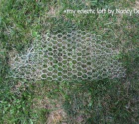 chicken wire frame lamp shade, crafts, repurposing upcycling, Fold the circle chicken wire in half
