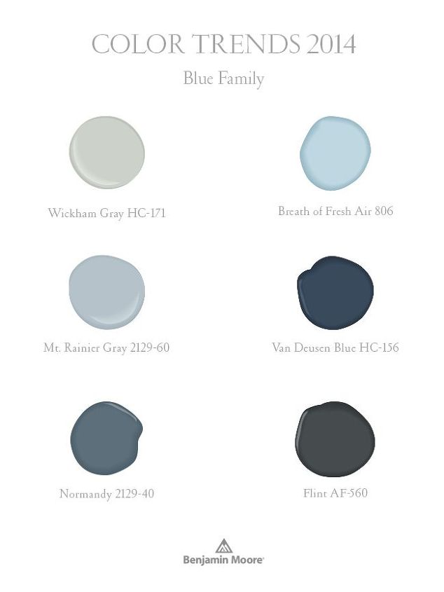 10 esquemas de cores azuis da cor do ano que voc deve conhecer, Essas cores de Benjamin Moore s o f ceis de trabalhar e funcionam bem com os brancos e cinzas dos ltimos anos
