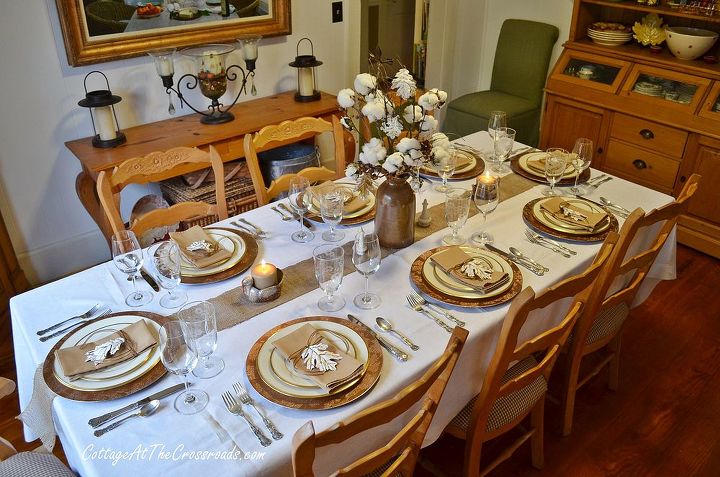 cotton on our thanksgiving table, seasonal holiday d cor, thanksgiving decorations, Rustic and Refined Thanksgiving Tablescape