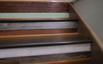 Split-entry stair makeover with salvaged/reclaimed wood