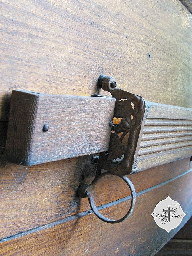 q antique pew with circular piece attached to hymnal holder, painted furniture, repurposing upcycling