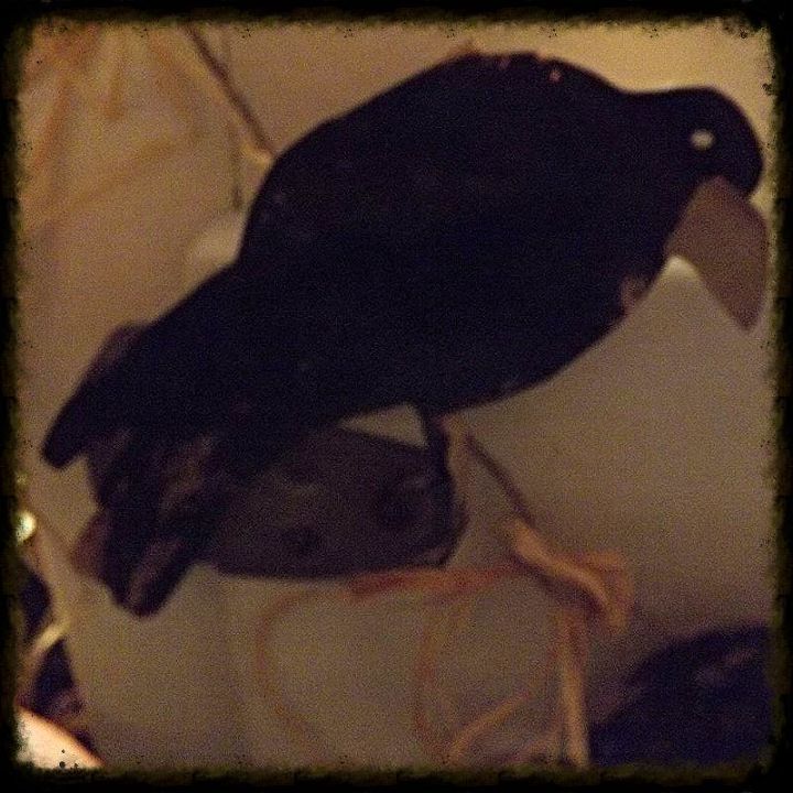 autumn blackbird garland made from yep you guessed right brown bag, crafts, repurposing upcycling, seasonal holiday decor, The bodies are shaded black the beaks are a ginger color and white dot for the eye