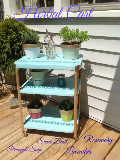 herbal cart, flowers, gardening, outdoor furniture, painted furniture, repurposing upcycling