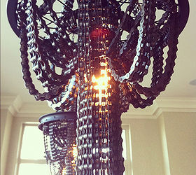 bike chain chandeliers, lighting, repurposing upcycling