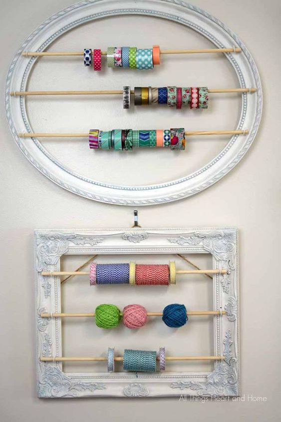 craft room makeover baker s twine washi tape holder, cleaning tips, craft rooms, crafts, home decor, home office, painting