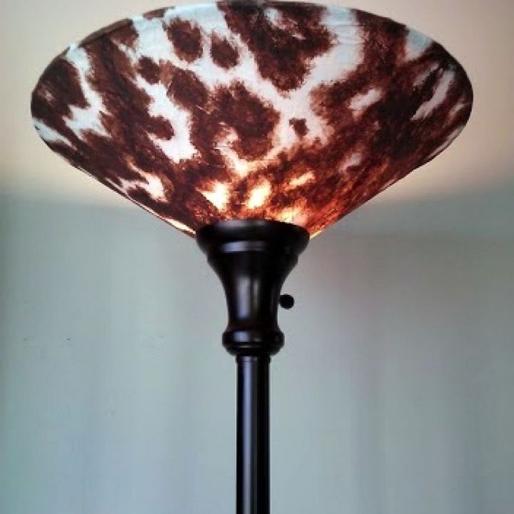 diy faux cowhide lampshade, crafts, decoupage, lighting, repurposing upcycling, Faux cowhide paint technique