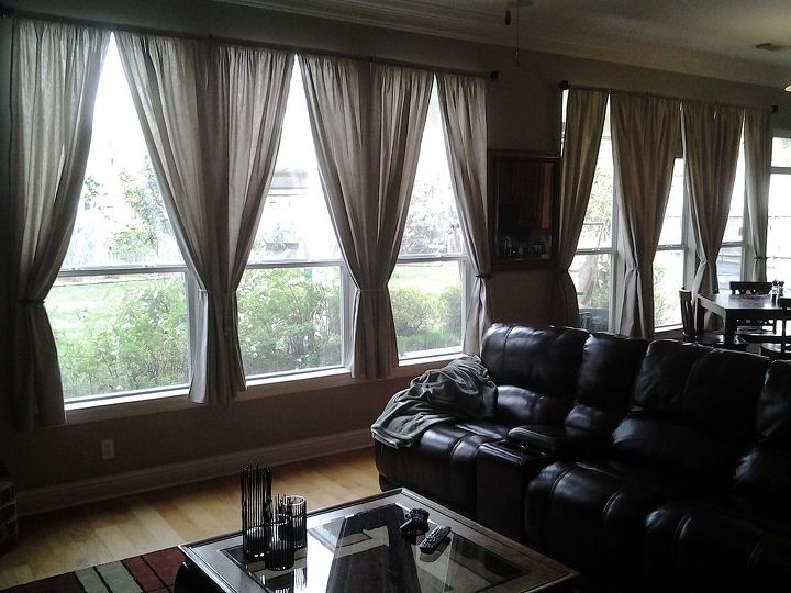 drop cloth curtains, home decor, living room ideas, reupholster, window treatments, windows