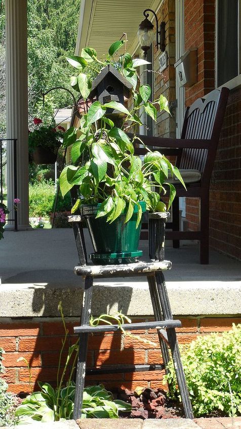 high chair outdoor planter, gardening, repurposing upcycling, High chair