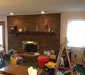 home remodeling, diy, fireplaces mantels, living room ideas, paint colors, wall decor, Before The wall of brick