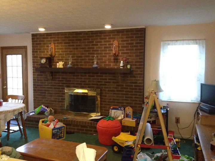 home remodeling, diy, fireplaces mantels, living room ideas, paint colors, wall decor, Before The wall of brick