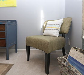 guest bedroom makeover the plan this makeover is very close to my heart i did it in, bedroom ideas, home decor, painting, This chair I picked from TJ maxx and the book basket is made from recycled magazine papers from TJ Max as well