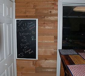 diy barn wood wall in kitchen, diy, home decor, how to, kitchen design, wall decor, woodworking projects