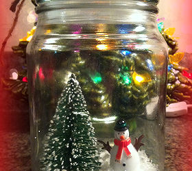 waterless handmade snow globe from empty candle jar, christmas decorations, crafts, seasonal holiday decor, Waterless snow globe made from candle jar