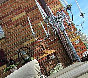 repurposing old lighting into out yard art an outdoor candlelier, gardening, outdoor living, repurposing upcycling