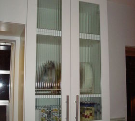 kitchen overhaul, home improvement, kitchen design, Reeded glass inserts on 5 cabinet doors