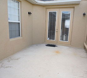 i have a concrete patio the condition is good just stained and boring looking i, outdoor living, patio, Boring back patio