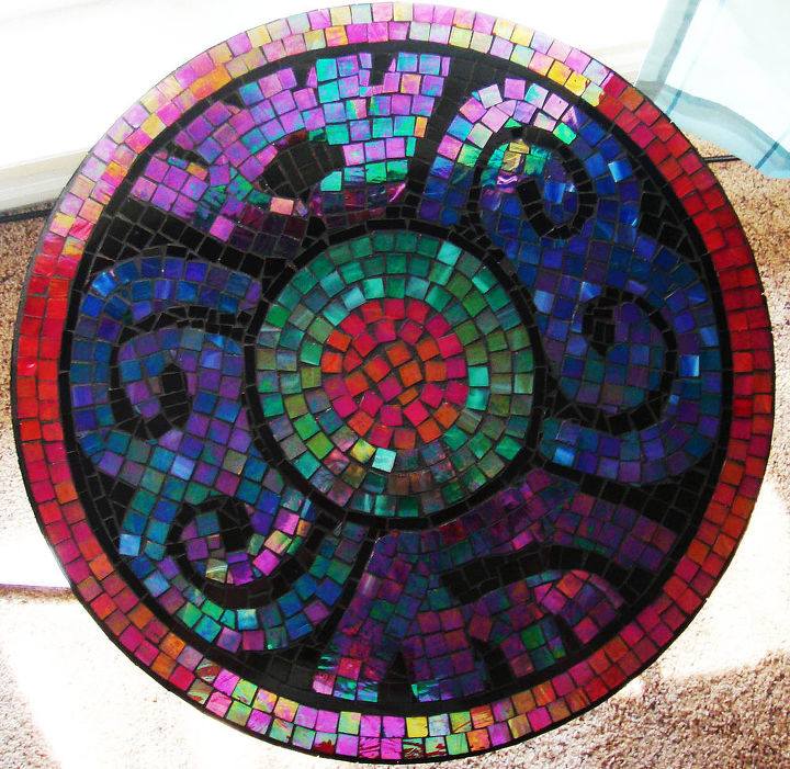 this is my first mosaic tile project being influenced and inspired by my mexican, crafts, Another top view