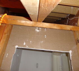 q during our stairwell remodel i broke into the dead space under our stairs from, flooring, stairs, Close up missing stud