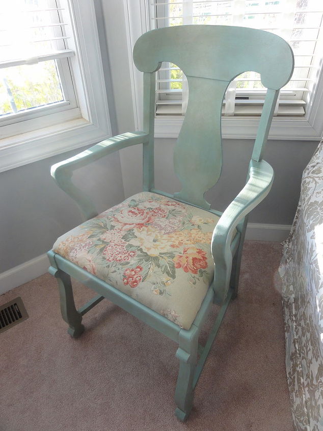 thrift store chair repainted in ascp duck egg blue with clear and dark wax vintage, painted furniture