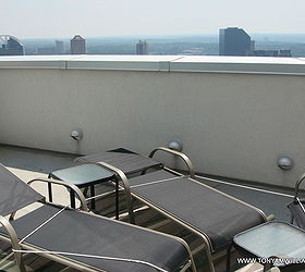 does anyone live in a high rise a condo with a small patio how have you enhanced, decks, outdoor furniture, outdoor living, painted furniture, patio, urban living, Patio furniture tied together so they dont blow off the balcony