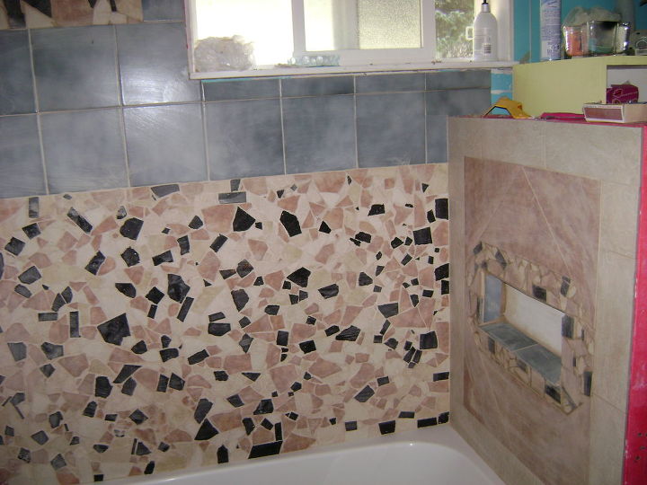one broken piece of tile at a time this job took 5 days, bathroom ideas, kitchen design, tiling, one broken piece of tile at a time this job took 5 days