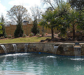 backyard pool oasis, outdoor living, patio, pool designs, Right after completion