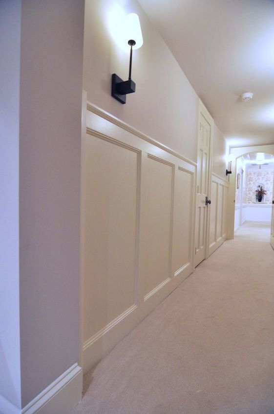 sandy springs renovation, bathroom ideas, home improvement, kitchen backsplash, kitchen design, living room ideas, New paneling was added to the upstairs hall to give it a more updated look