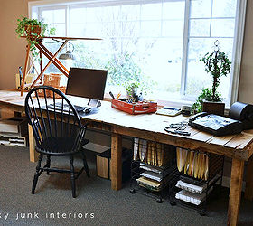 my 3 00 farm table styled pallet desk, basement ideas, diy, painted furniture, pallet, The framework was worked out so the desk had productive space underneath for the chair and rolling files http www funkyjunkinteriors net 2011 03 pallet farm table desk part 3 reveal html