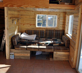 my cabin, home improvement, short scraps used on seating fronts